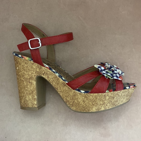 Funky Red Jellypop Sandals with Gingham Bow - Sz 10 - Picture 3 of 12